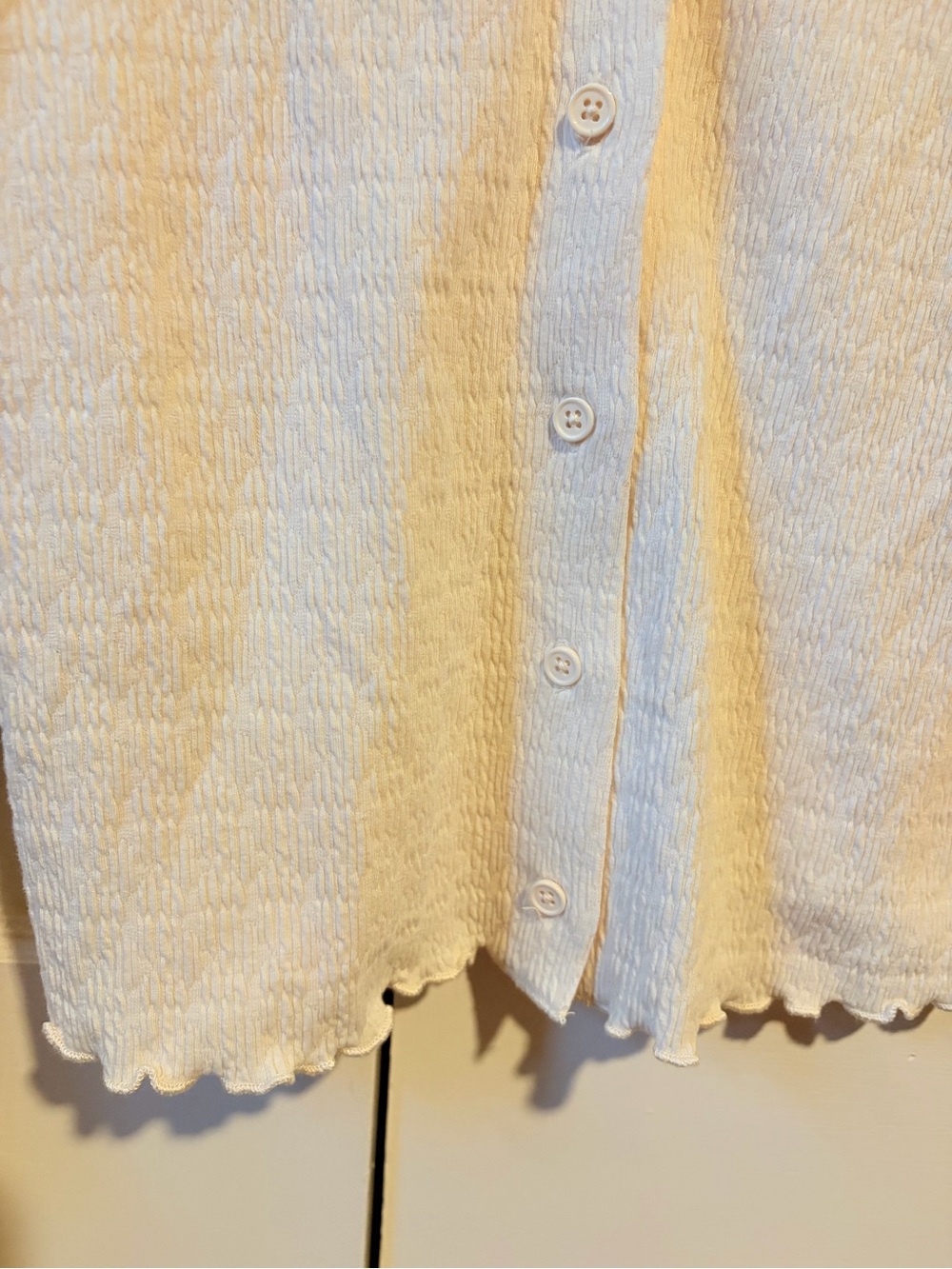 Mango White Button-Front Ribbed V-Neck Cardigan - Picture 6 of 6